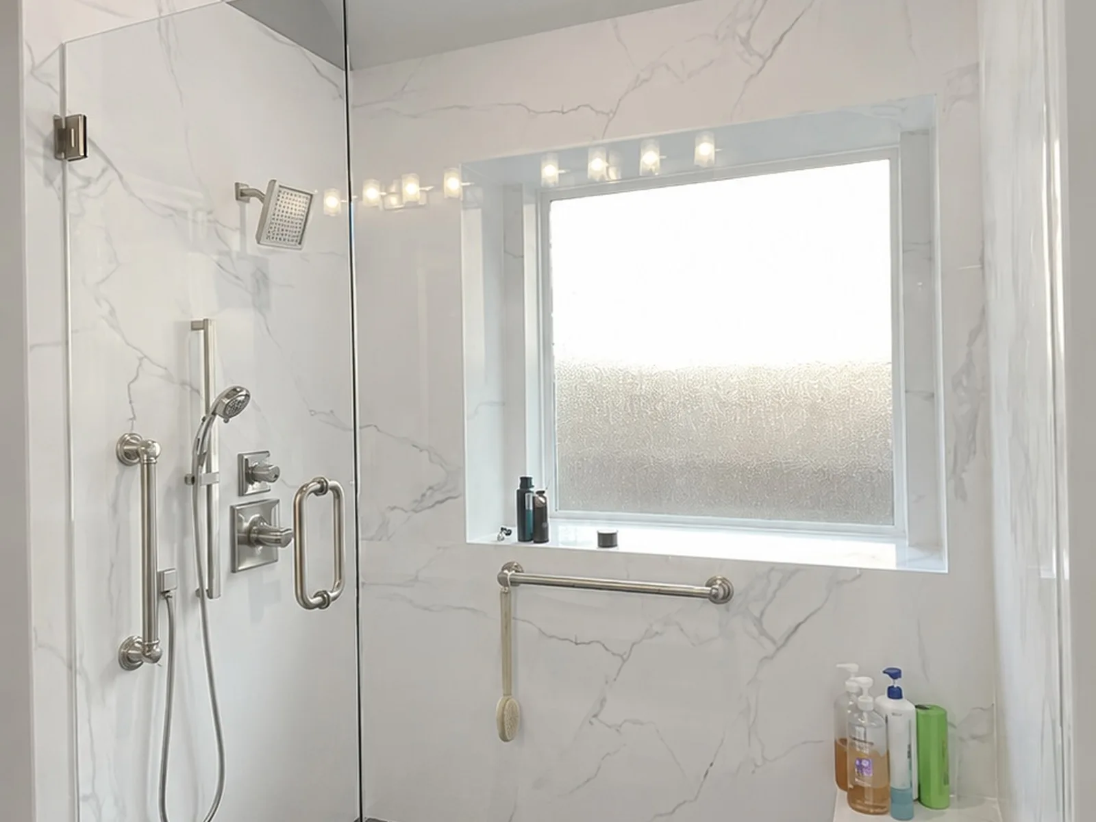 Enlarged shower with handheld shower system