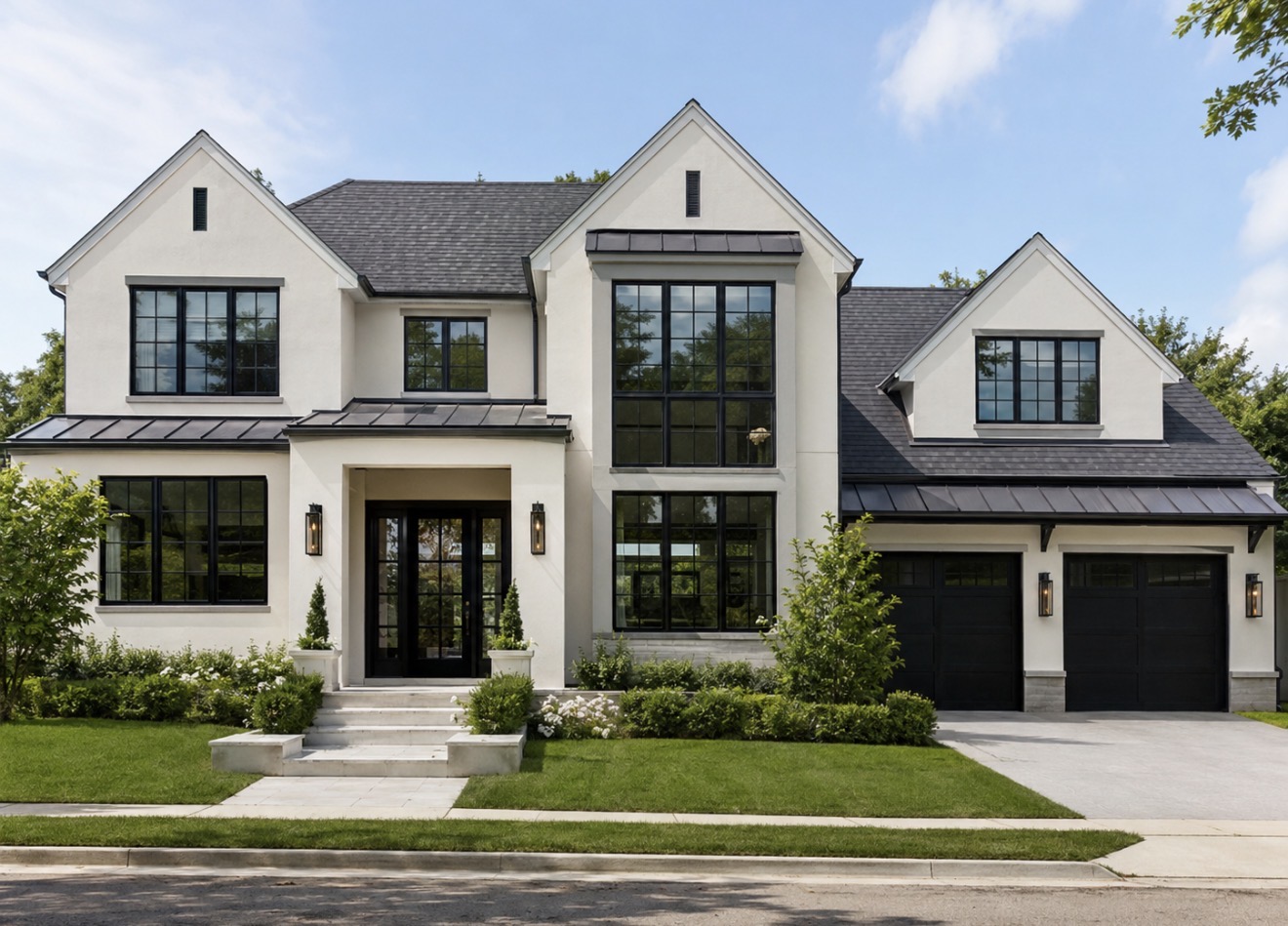 North Texas home with black replacement windows